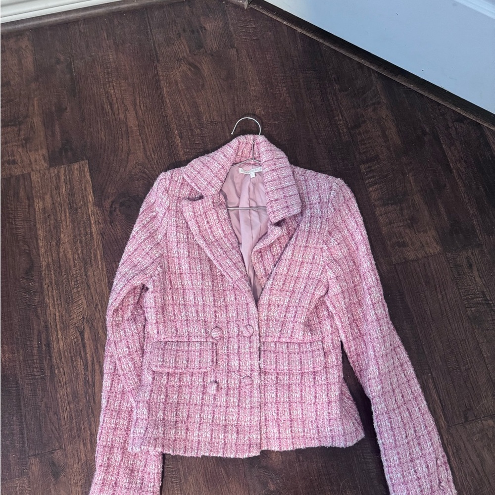 REVOLVE Pink Blazer Jacket Lightweight Plaid